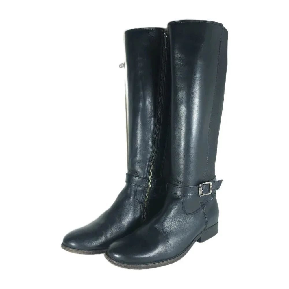 Frye Women's Melissa Gore US 7,5B Black Leather Inside Zip Tall Riding Boots